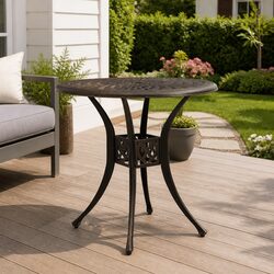 Garden Table Cast Aluminium Outdoor Patio Furniture Brown Square 78x78x72cm