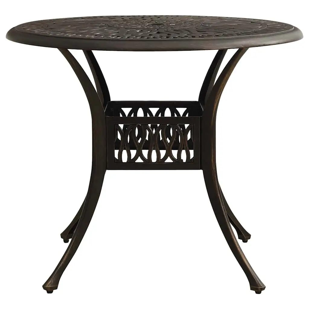 Garden Table Outdoor Patio Furniture Cast Aluminium Brown 90x90x74cm Tea Coffee