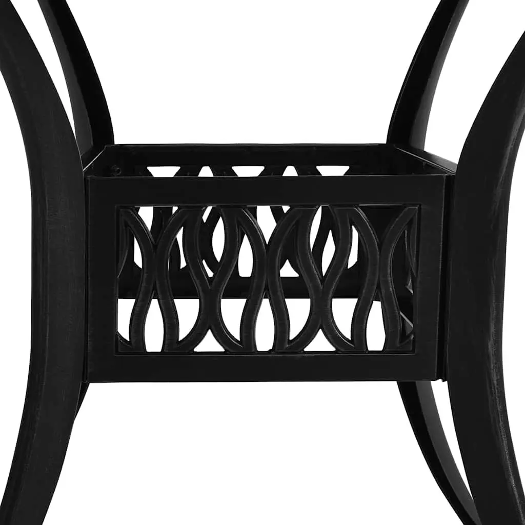 Garden Table Black Square Cast Aluminium Umbrella Hole