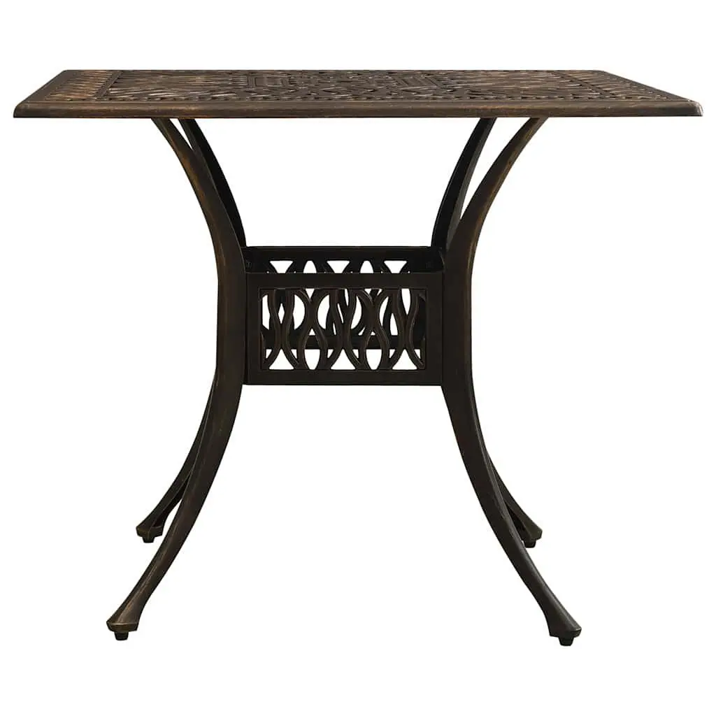 Garden Table Outdoor Furniture Cast Aluminium Brown Patio Tea Table with