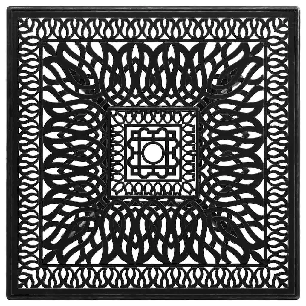 Garden Table Black 90x90x73cm Cast Aluminium Outdoor Patio with Umbrella Hole