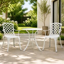 White Bistro Set for Outdoor Use