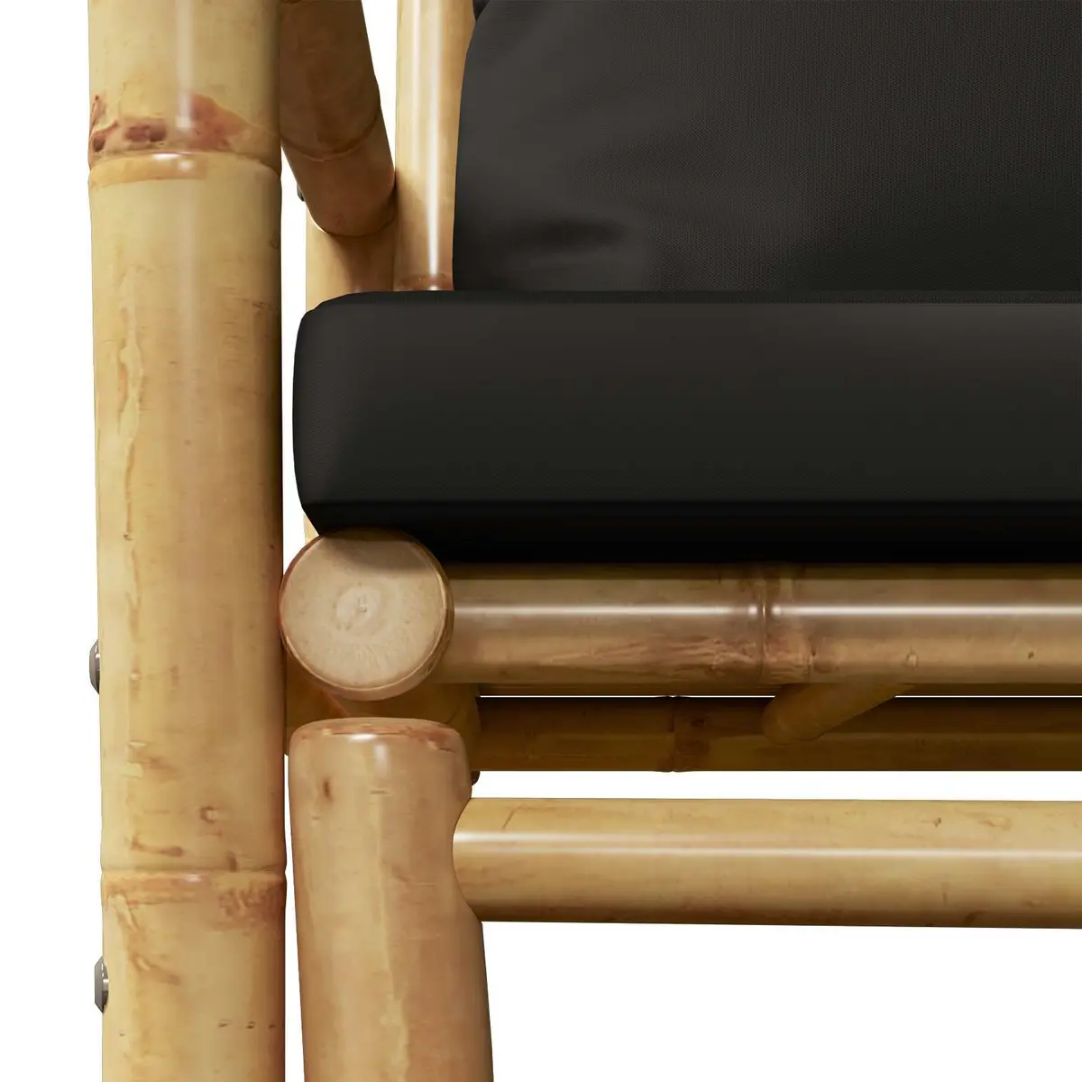 Outdoor Garden Chairs with Grey Cushions Set of 2 Bamboo Seating Patio Furniture