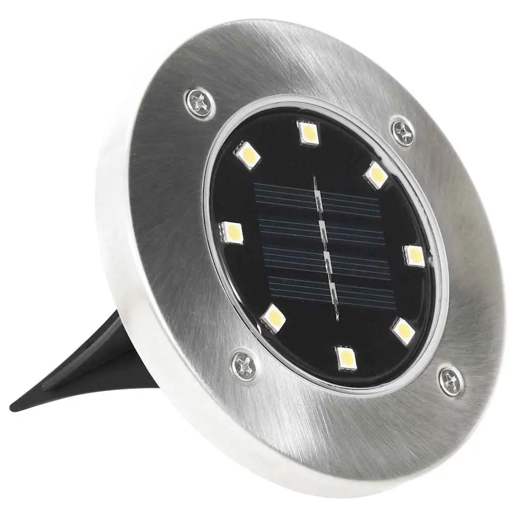 Solar Ground Lights Silver 8 Piece LED RGB Outdoor Garden Patio Path Landscape Lighting