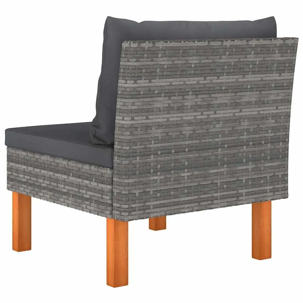 Outdoor Middle Sofa Modular Garden Sectional Rattan Seating Unit Grey