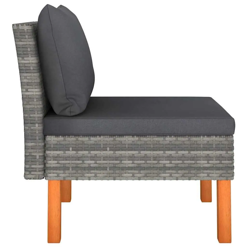 Outdoor Middle Sofa Modular Garden Sectional Rattan Seating Unit Grey