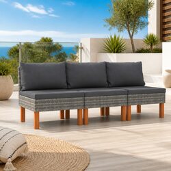 Concise Grey Rattan Outdoor Modular Sofa Set