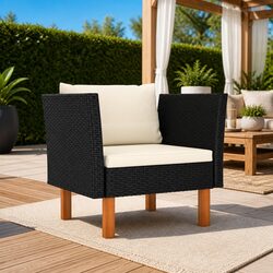 Outdoor Sectional Sofa Garden Furniture Poly Rattan Lounger with Cushions