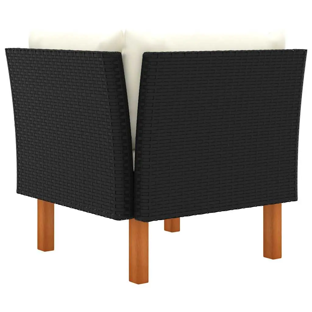 Outdoor Corner Sectional Sofa 2 pcs Black Rattan Garden Patio Lounge Seating Set