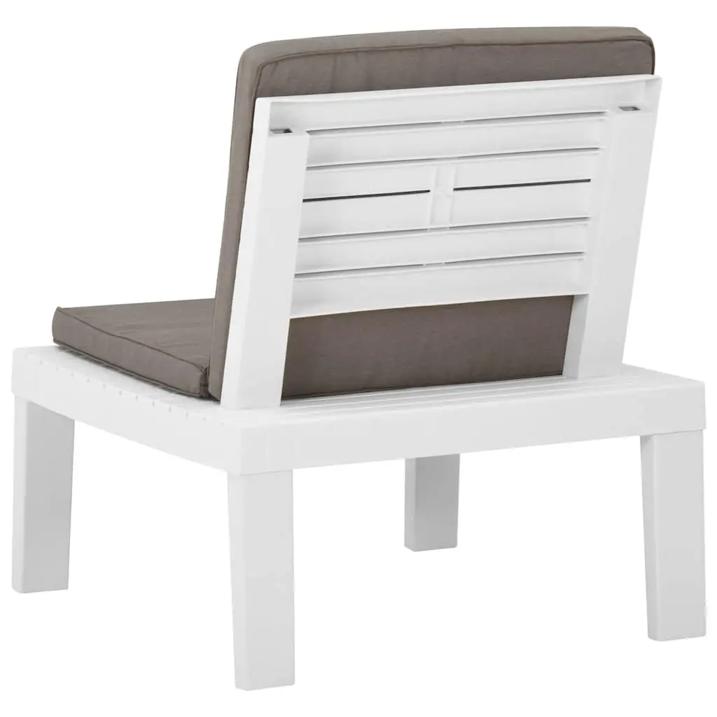 Outdoor Lounge Chair White Lightweight Sturdy Plastic Thickly Padded Cushion