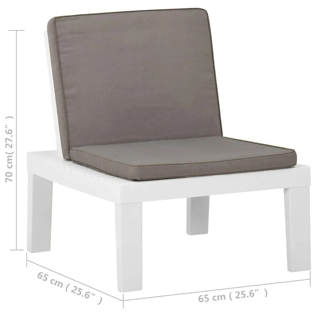 Outdoor Lounge Chair White Lightweight Sturdy Plastic Thickly Padded Cushion