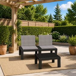 Compact Grey 2 Piece Lounge Set with Cushions