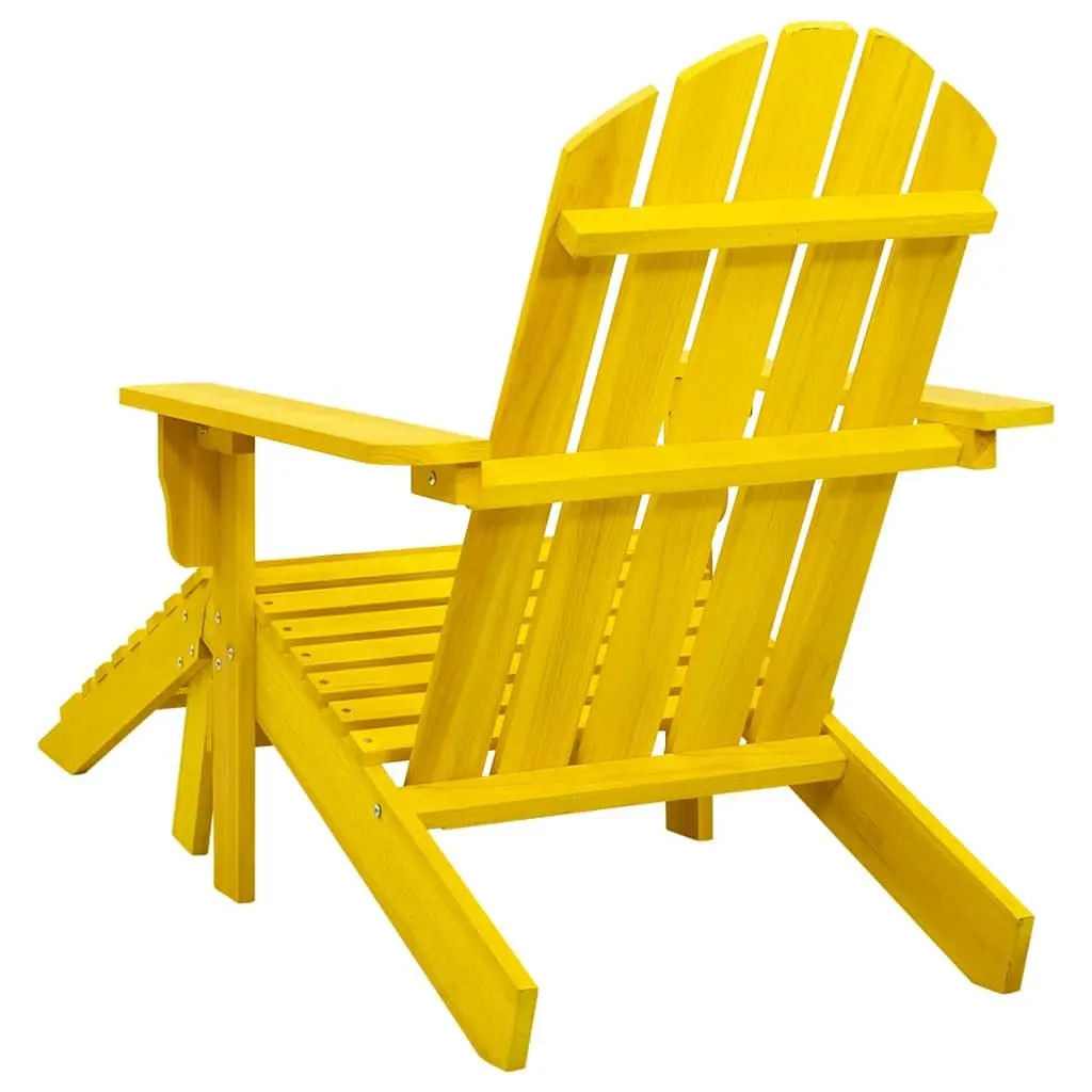 Adirondack Chair Yellow Solid Fir Wood Outdoor Seating with Detachable Ottoman