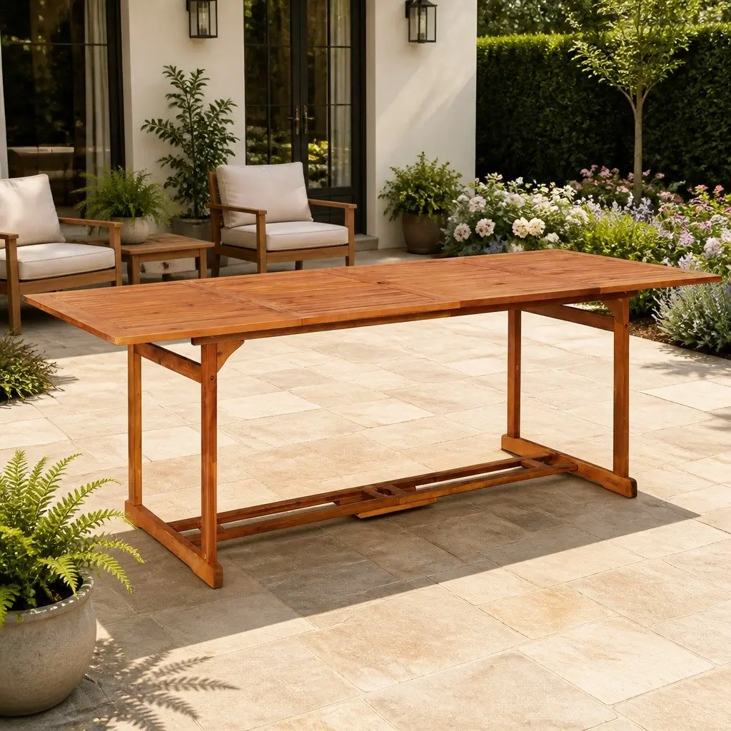Solid Acacia Outdoor Dining Table, 220x90x75cm