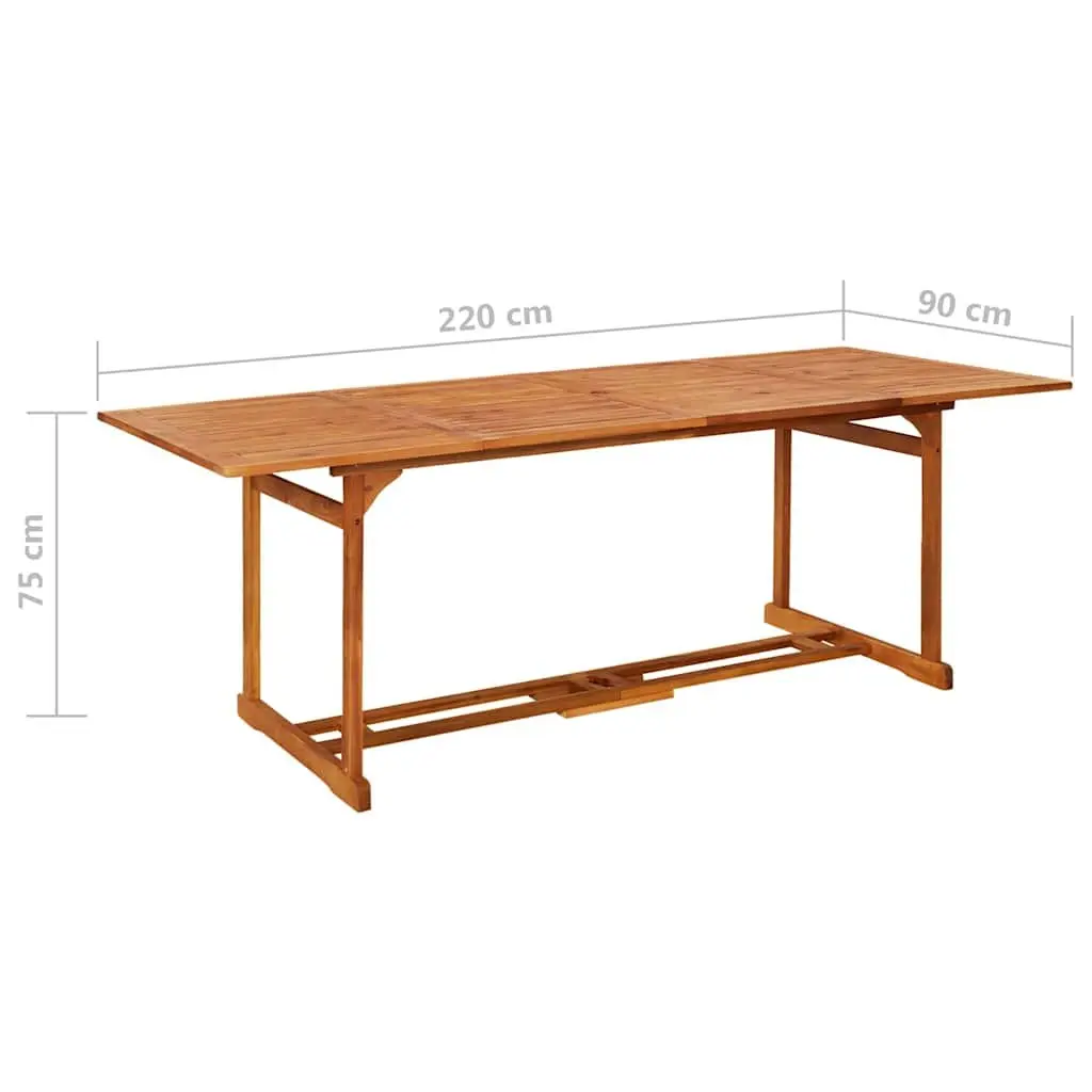 Solid Acacia Outdoor Dining Table, 220x90x75cm