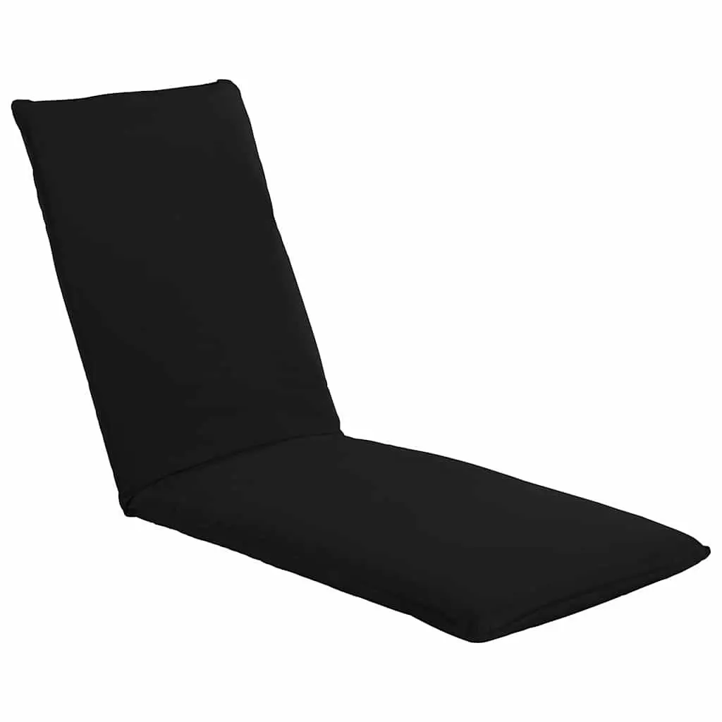 Foldable Sunlounger Black Oxford Fabric Garden Beach Outdoor Lounging Chair Bed