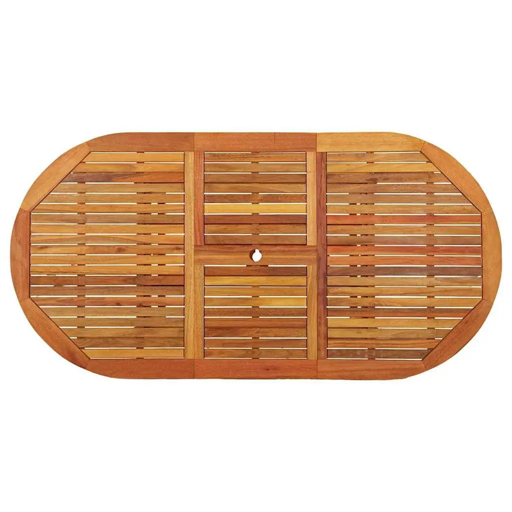 Extendable Garden Table Brown Solid Wood Outdoor Dining with Umbrella Hole