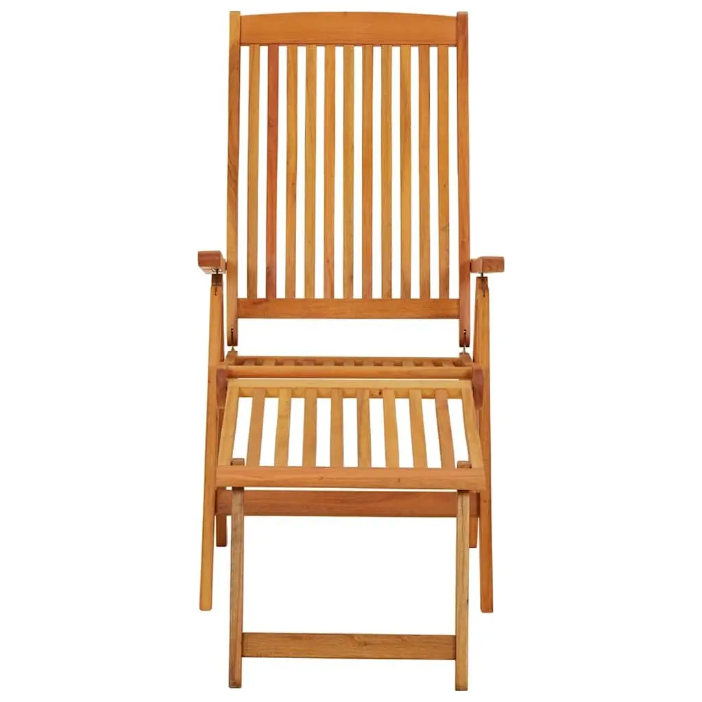 Folding Garden Chairs Brown 2 Pcs Solid Wood Adjustable Backrest Extendable Footrests