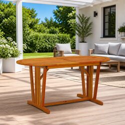 Outdoor Dining Garden Table 160x85x75cm Solid Wood Eucalyptus Brown Patio
