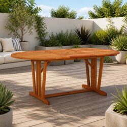 Extendable Solid Wood Garden Table 200x100cm Outdoor Dining Patio Furniture