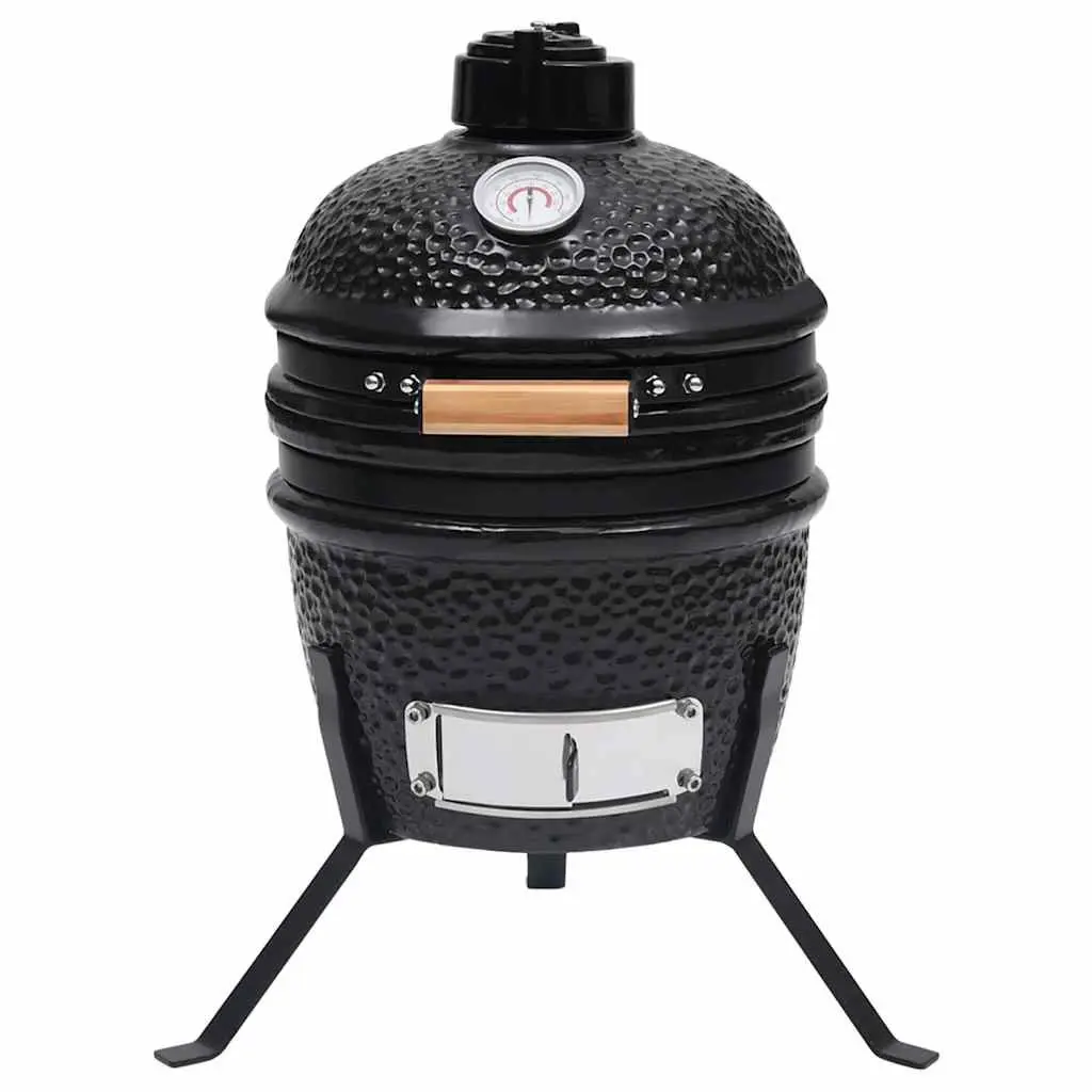 Ceramic Kamado Barbecue Grill Black 56cm Large Cooking Grid Outdoor Cooking BBQ