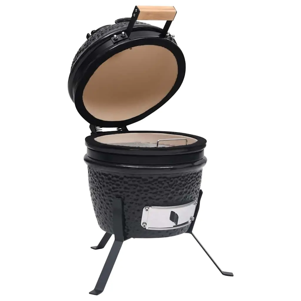 Ceramic Kamado Barbecue Grill Black 56cm Large Cooking Grid Outdoor Cooking BBQ