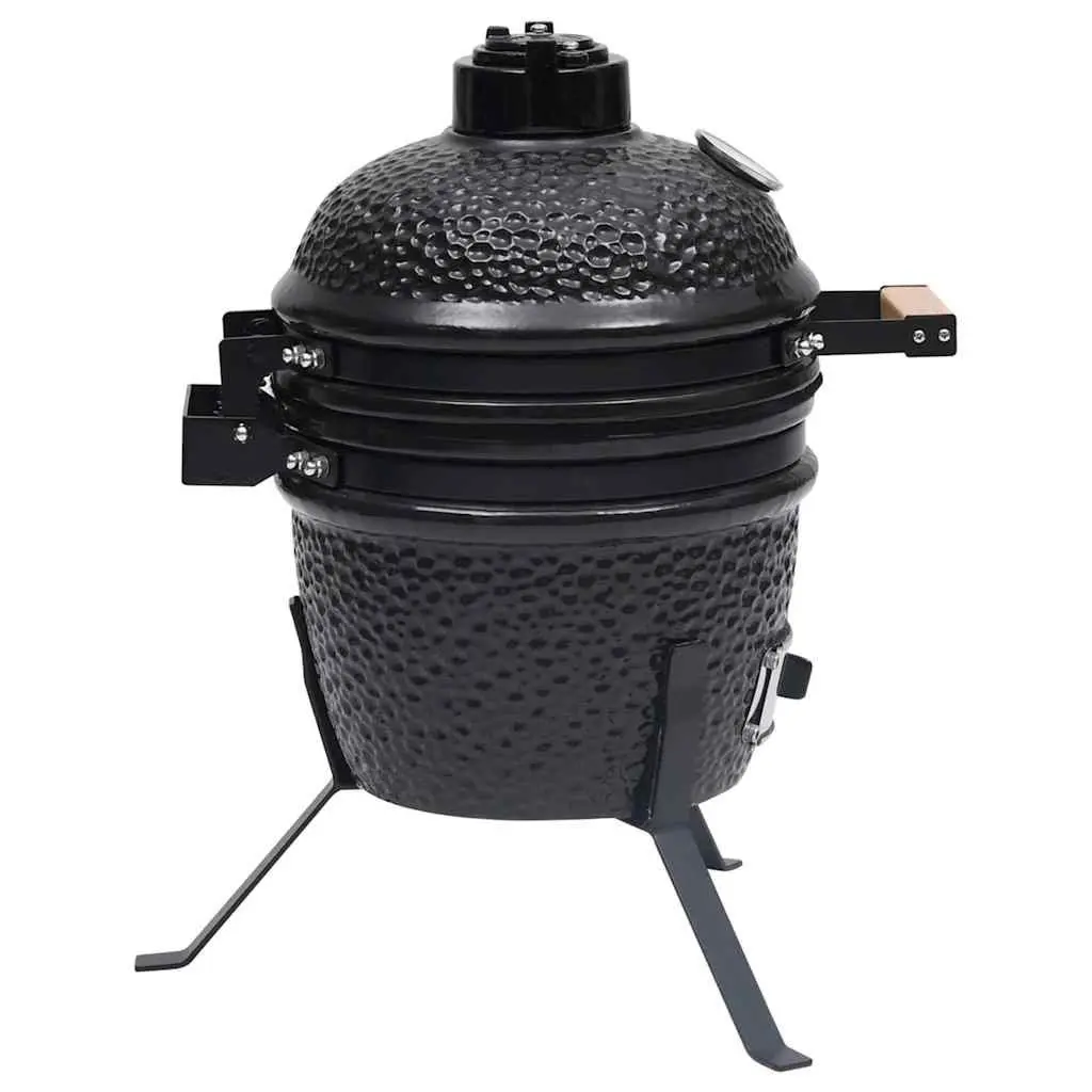 Ceramic Kamado Barbecue Grill Black 56cm Large Cooking Grid Outdoor Cooking BBQ