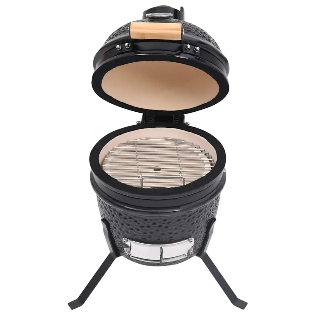 Ceramic Kamado Barbecue Grill Black 56cm Large Cooking Grid Outdoor Cooking BBQ