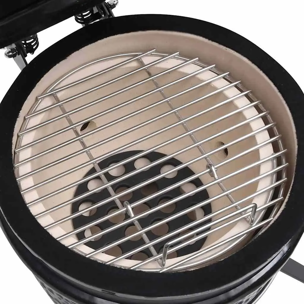 Ceramic Kamado Barbecue Grill Black 56cm Large Cooking Grid Outdoor Cooking BBQ