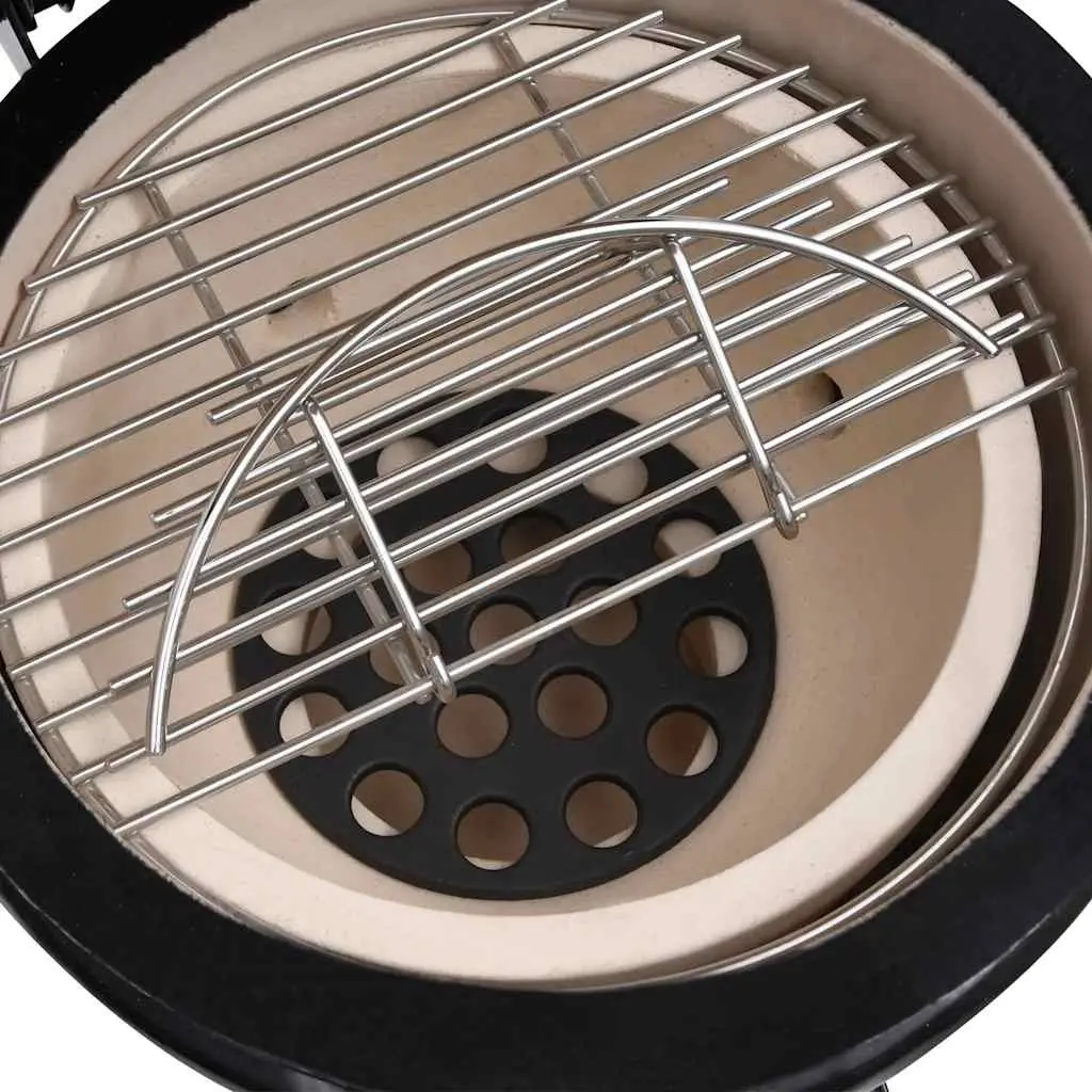 Ceramic Kamado Barbecue Grill Black 56cm Large Cooking Grid Outdoor Cooking BBQ
