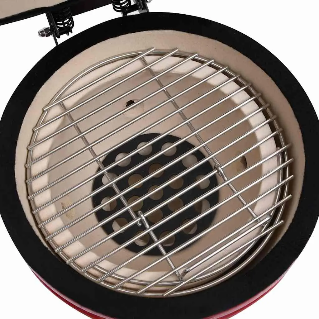 Ceramic Kamado Barbecue Grill Smoker 56cm Red Coal Wood Outdoor Cooking