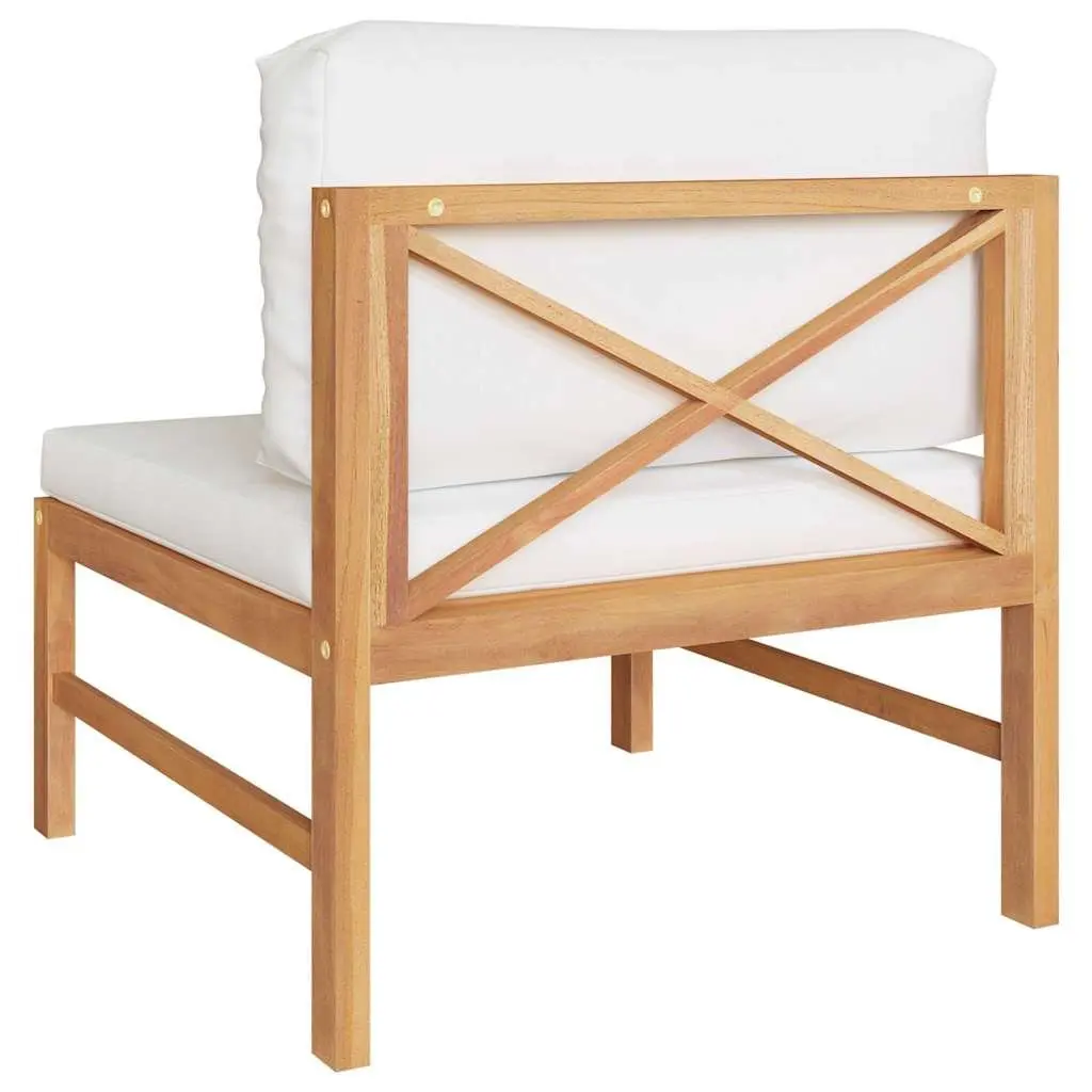 Outdoor Sofa Cream Cushions Teak Wood Middle Section Garden Patio Furniture