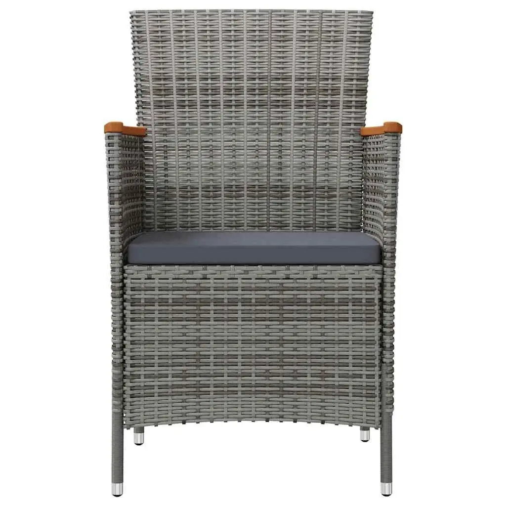 Outdoor Dining Chairs Grey 2 Piece Garden Poly Rattan with Cushion