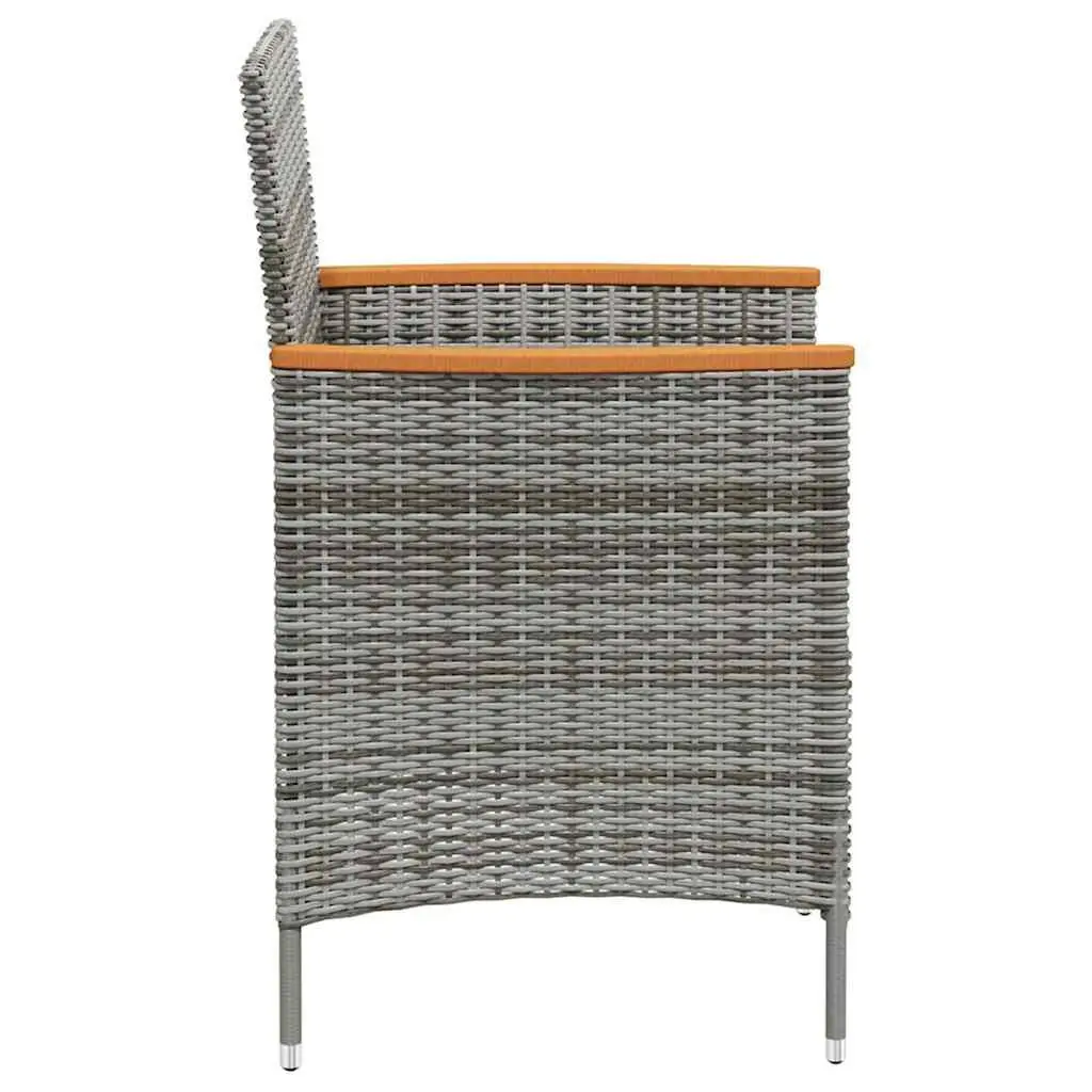 Outdoor Dining Chairs Grey 2 Piece Garden Poly Rattan with Cushion
