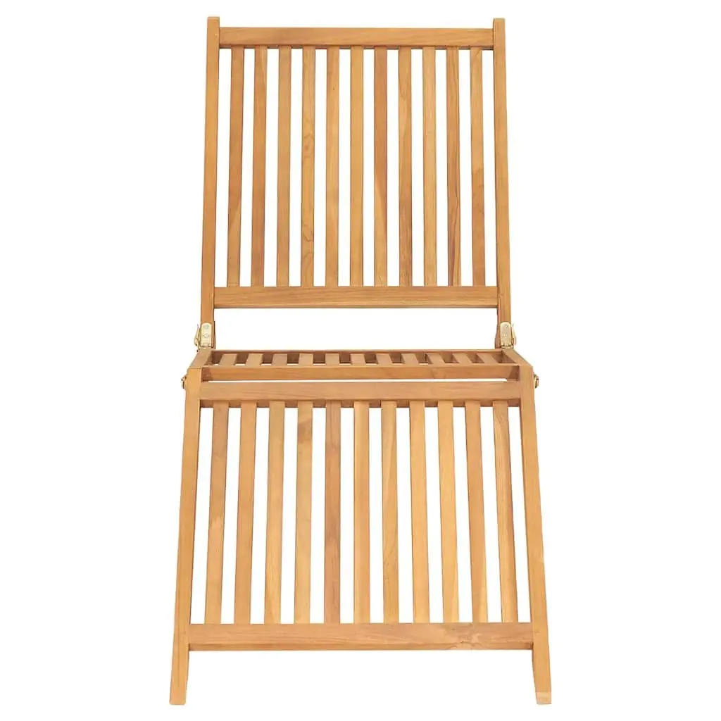 Sun Lounger Brown Teak Wood Folding Outdoor Garden Patio Deck Chair