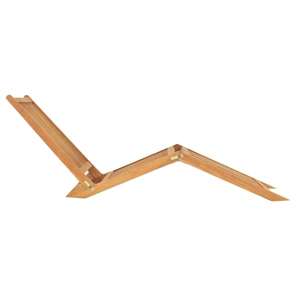 Sun Lounger Brown Teak Wood Folding Outdoor Garden Patio Deck Chair