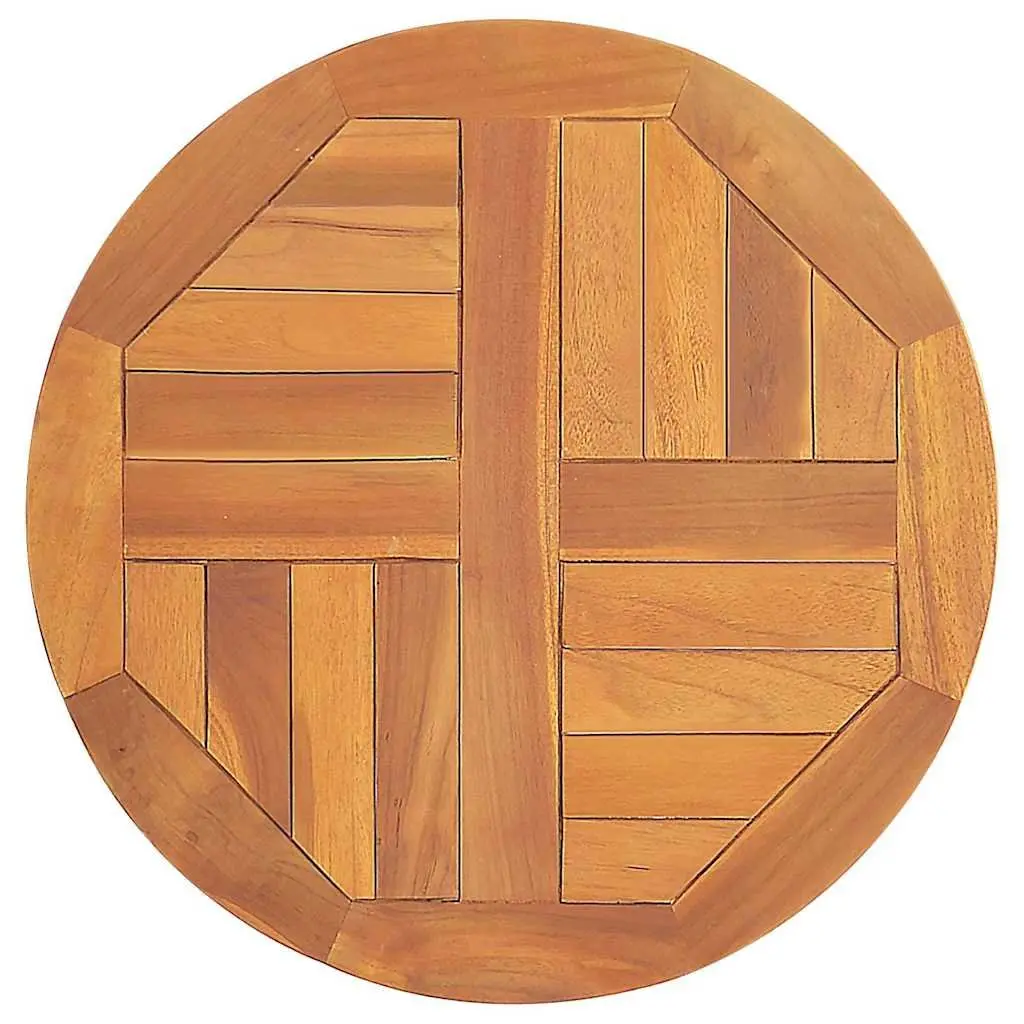 Round Teak Wood Table Top Brown 50cm Diameter Smooth Surface