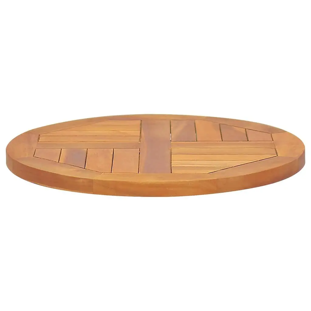 Round Teak Wood Table Top Brown 50cm Diameter Smooth Surface