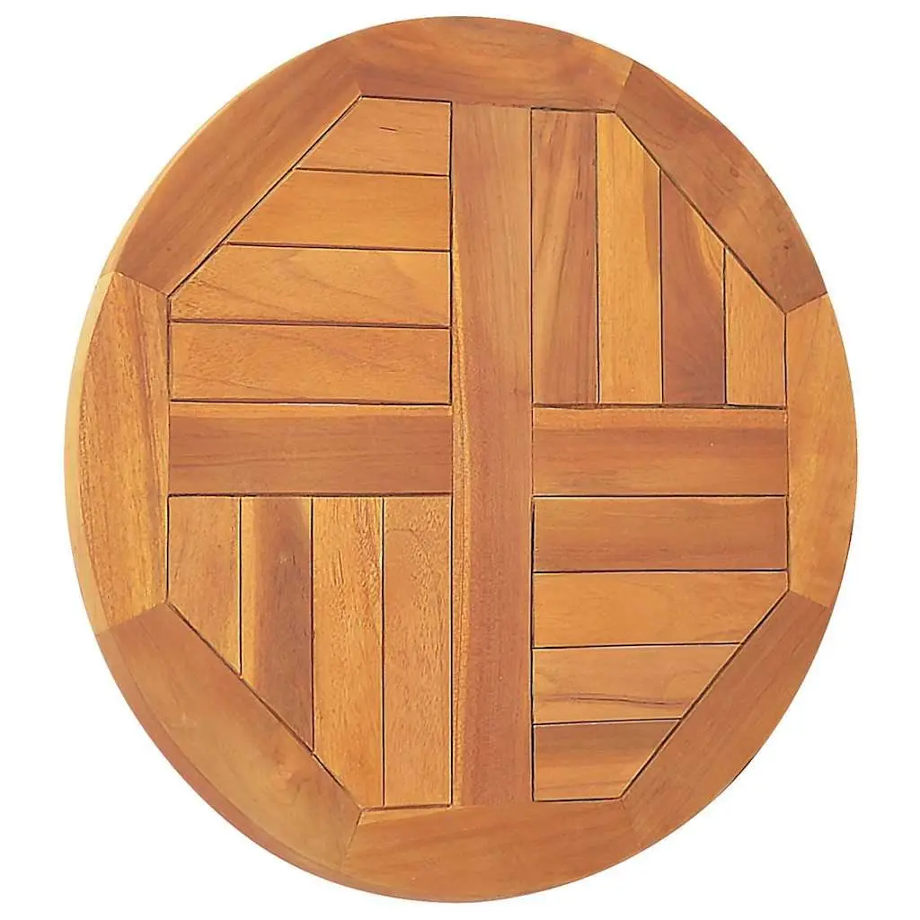 Round Teak Wood Table Top Brown 50cm Diameter Smooth Surface