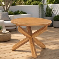 Concise Round Dining Table Ø90cm in Teak Wood