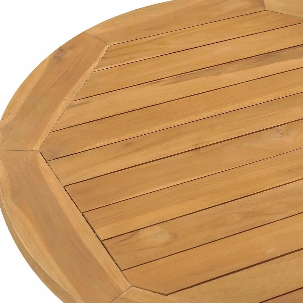 Garden Dining Table Round Ø90cm Solid Teak Wood Outdoor Patio Furniture Brown