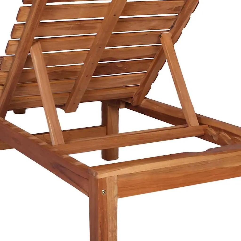 Sun Lounger Solid Teak Wood Garden Patio Outdoor Furniture Relaxing Lounge Chair