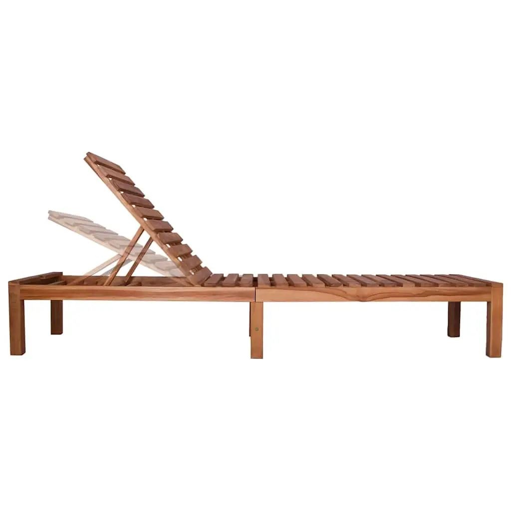 Sun Lounger Solid Teak Wood Garden Patio Outdoor Furniture Relaxing Lounge Chair