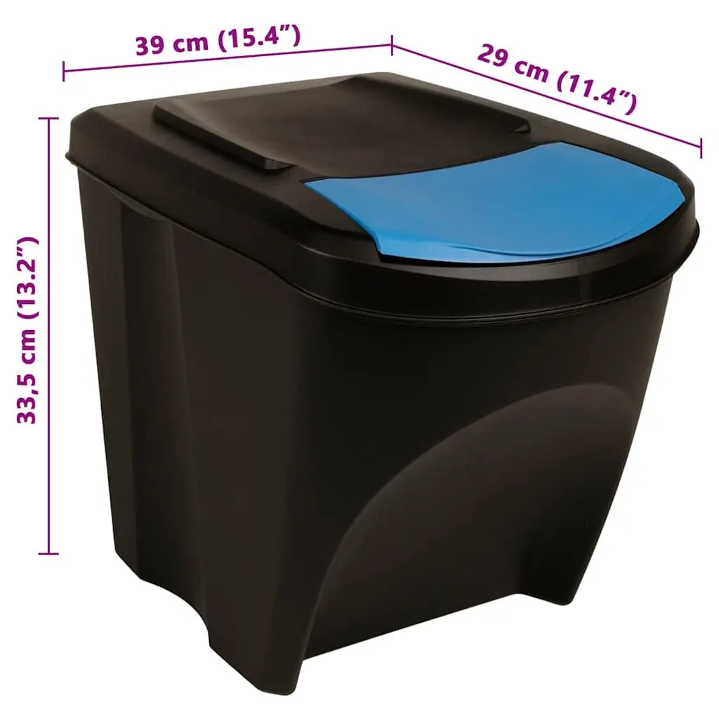 Stackable Rubbish Bin Boxes Anthracite 75 L Waste Containment Storage 3 Piece