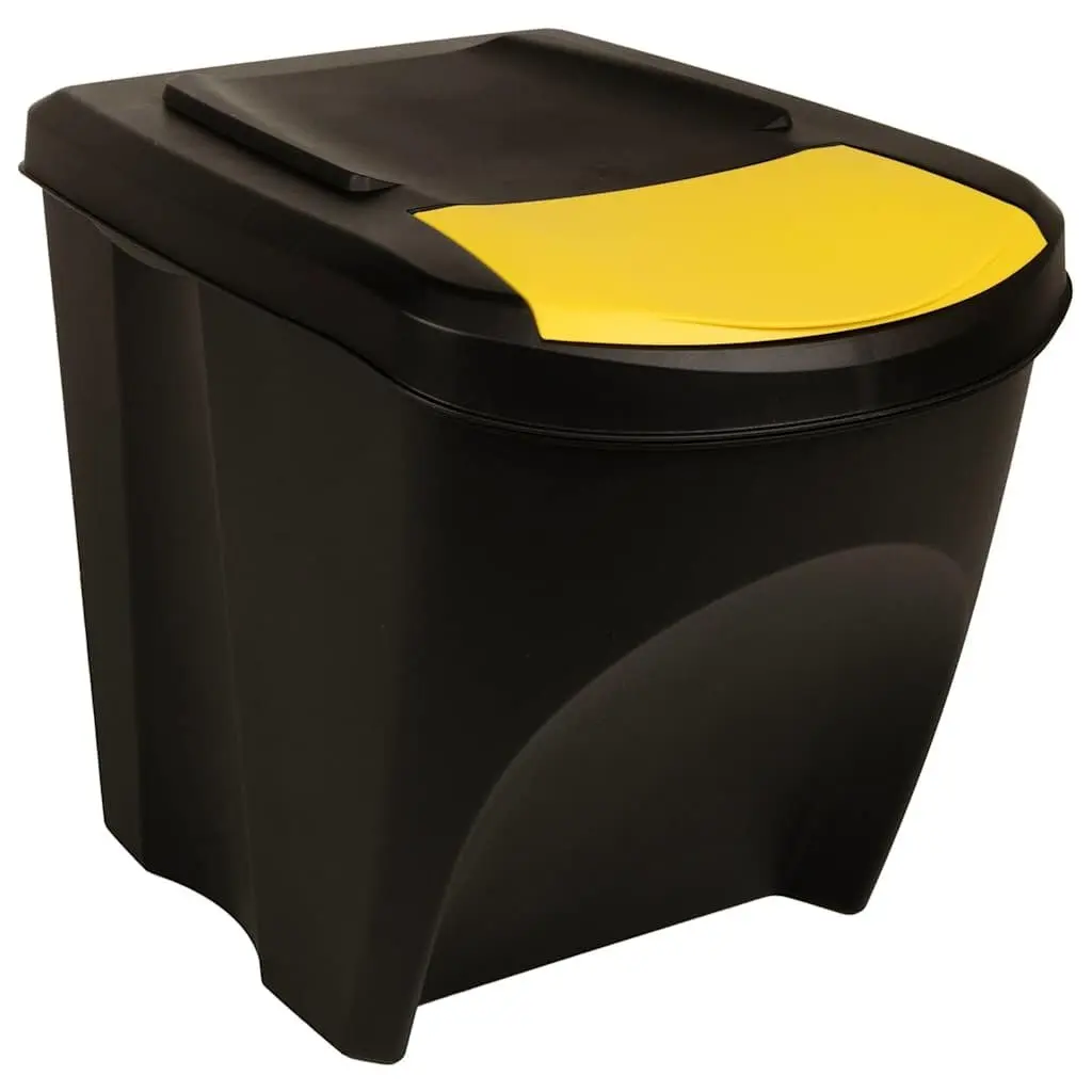 Stackable Rubbish Bin Boxes Anthracite 75 L Waste Containment Storage 3 Piece