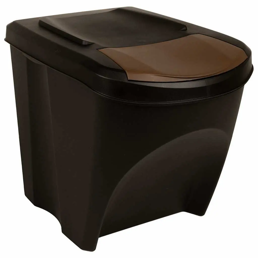 Waste Sorting Bin Boxes Anthracite 100L Set of 4 Stackable Containers for Home or Office with Detachable Lids