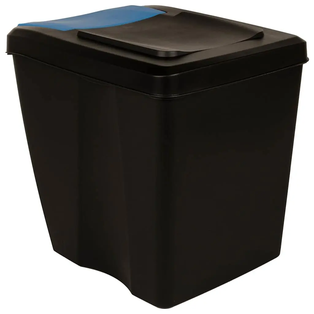 Waste Sorting Bin Boxes Anthracite 100L Set of 4 Stackable Containers for Home or Office with Detachable Lids