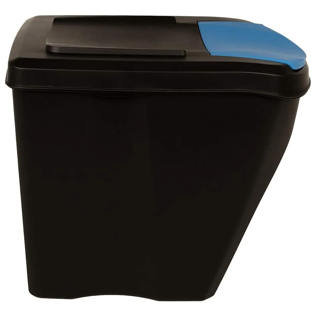 Waste Sorting Bin Boxes Anthracite 100L Set of 4 Stackable Containers for Home or Office with Detachable Lids