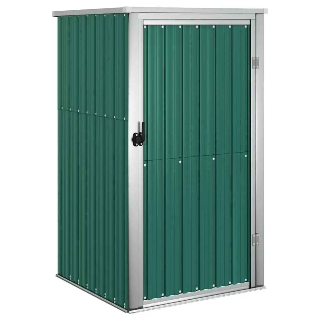 Galvanised Steel Garden Tool Shed Green 88x89x161cm Outdoor Storage with Sloping Roof