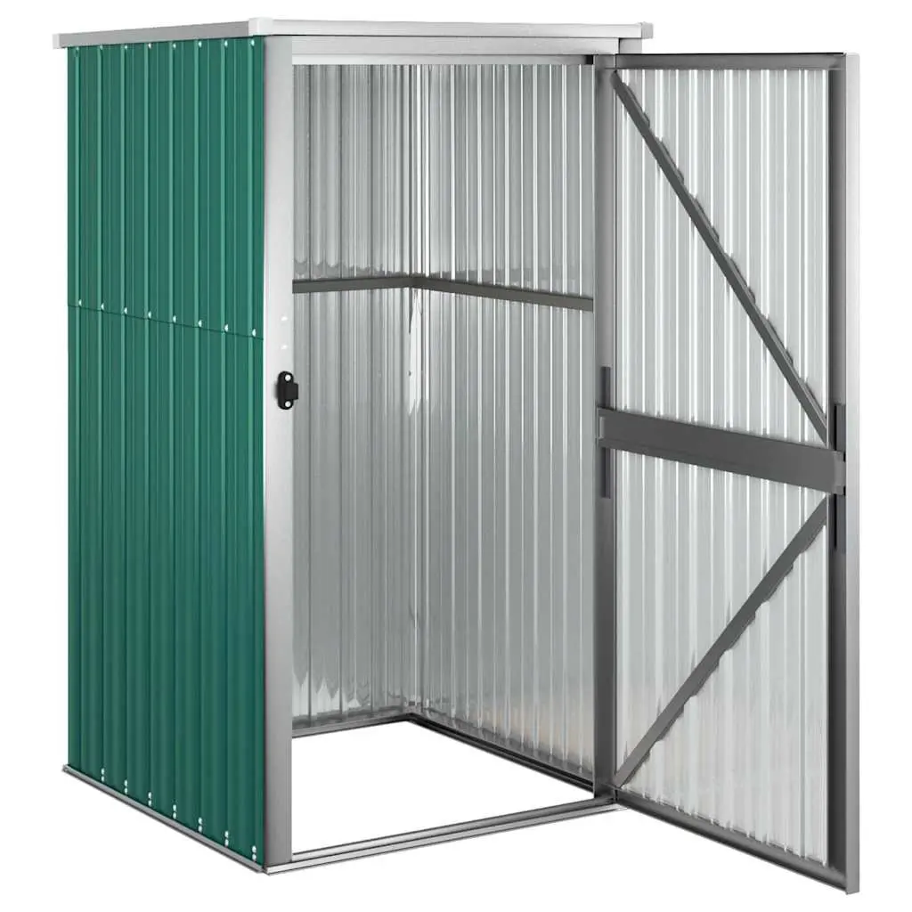 Galvanised Steel Garden Tool Shed Green 88x89x161cm Outdoor Storage with Sloping Roof